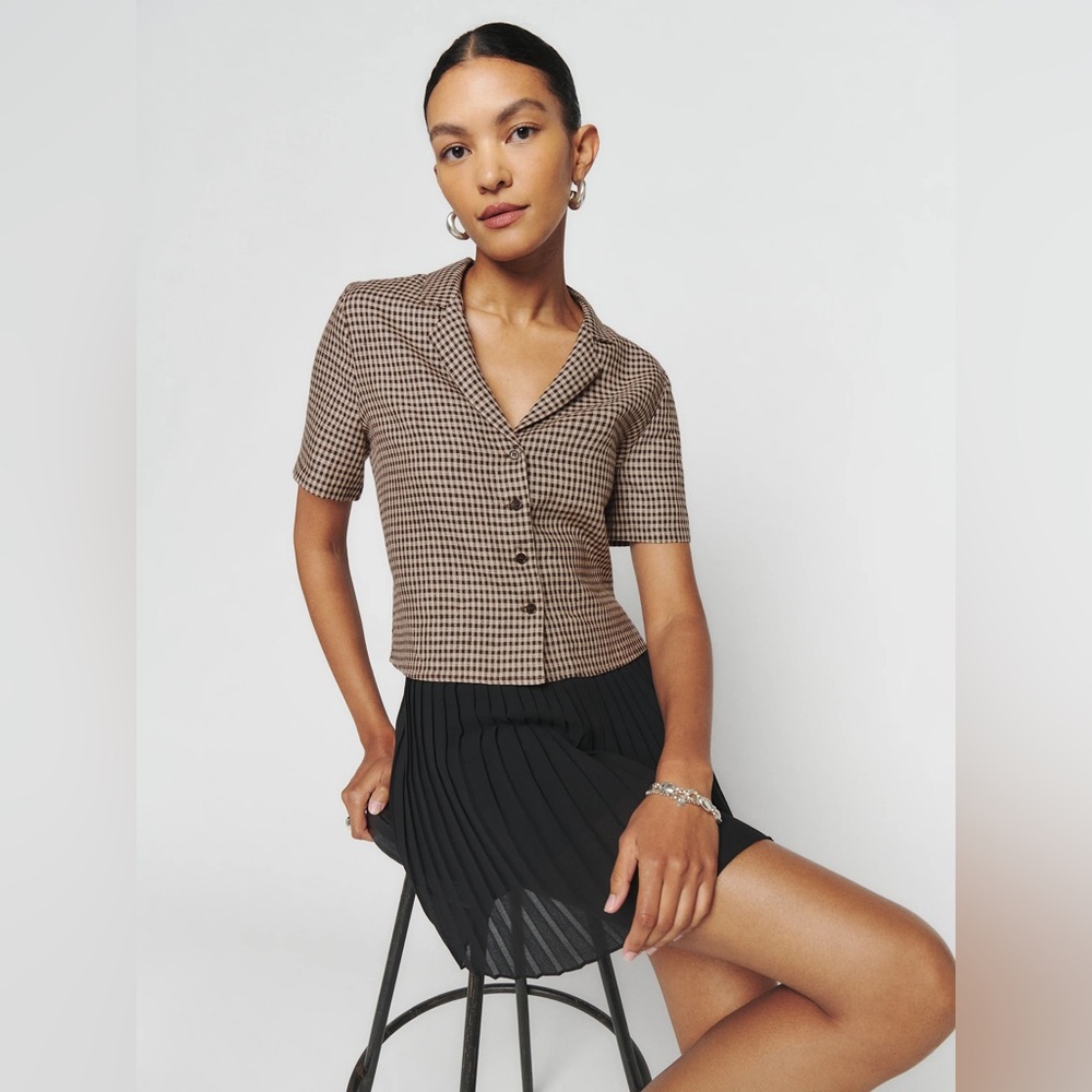 Reformation Black Fitted Button Down Shirt